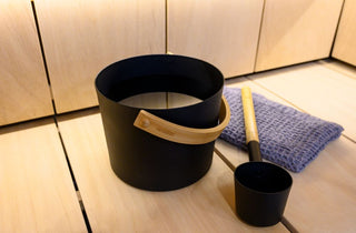 Harvia bucket and ladle set in sauna