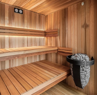 Harvia Spirit heater in a cedar sauna